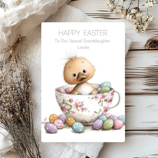 Easter Personalised Cards – Custom Handmade Greetings with Easter Chick