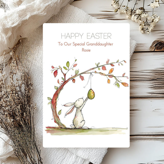 Family Easter Card with Whimsical Hare – Perfect for Spring Greetings