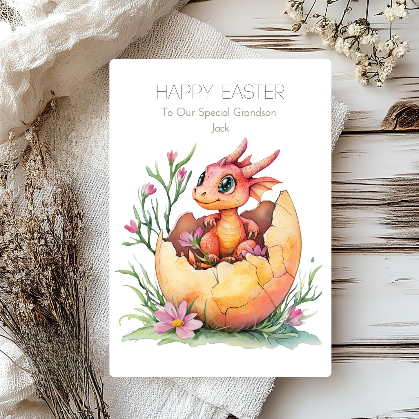 First Easter Card for Grandson – Personalised Dinosaur Keepsake