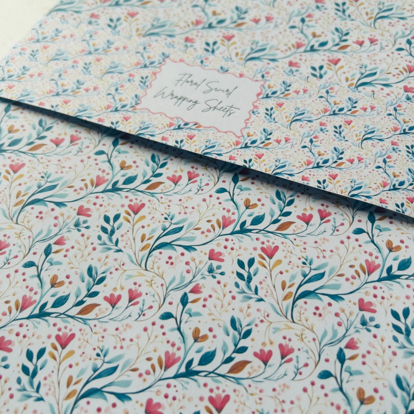 Floral patterned paper with 'Wrapping Sheets' text on a white background