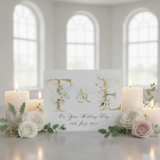 Handmade Floral Wedding Card – Elegant Flower Congratulations for Couples