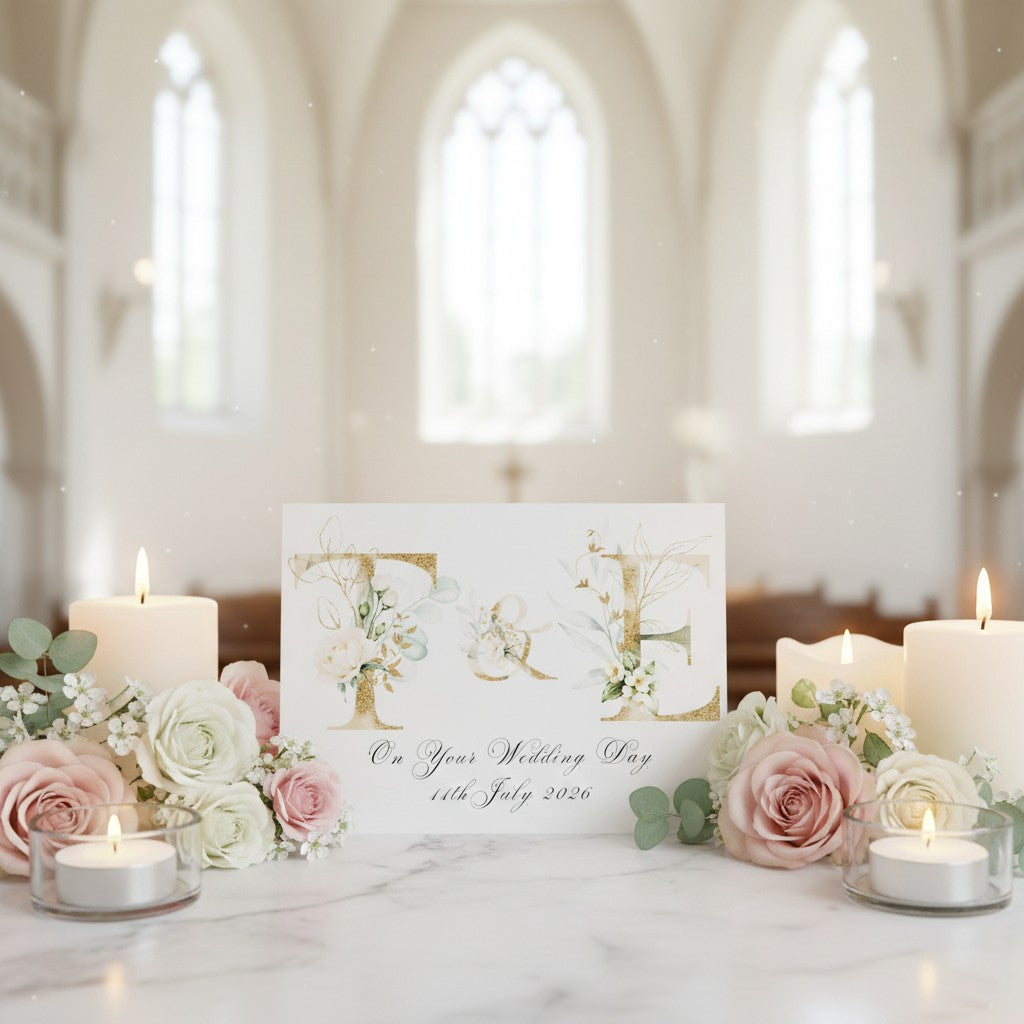 Handmade Floral Wedding Card – Elegant Flower Congratulations for Couples