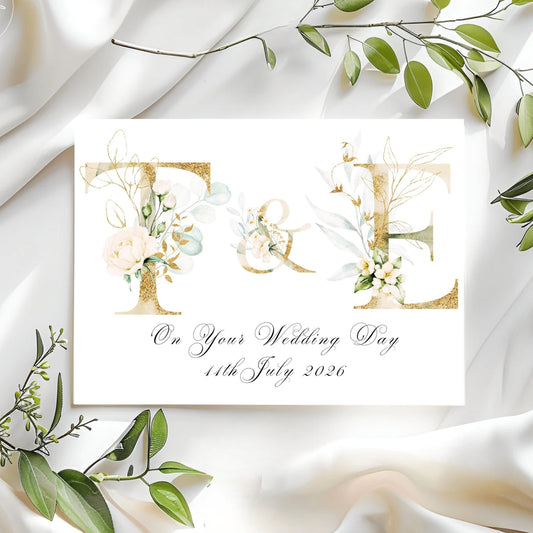 Handmade Floral Wedding Card – Elegant Flower Congratulations for Couples