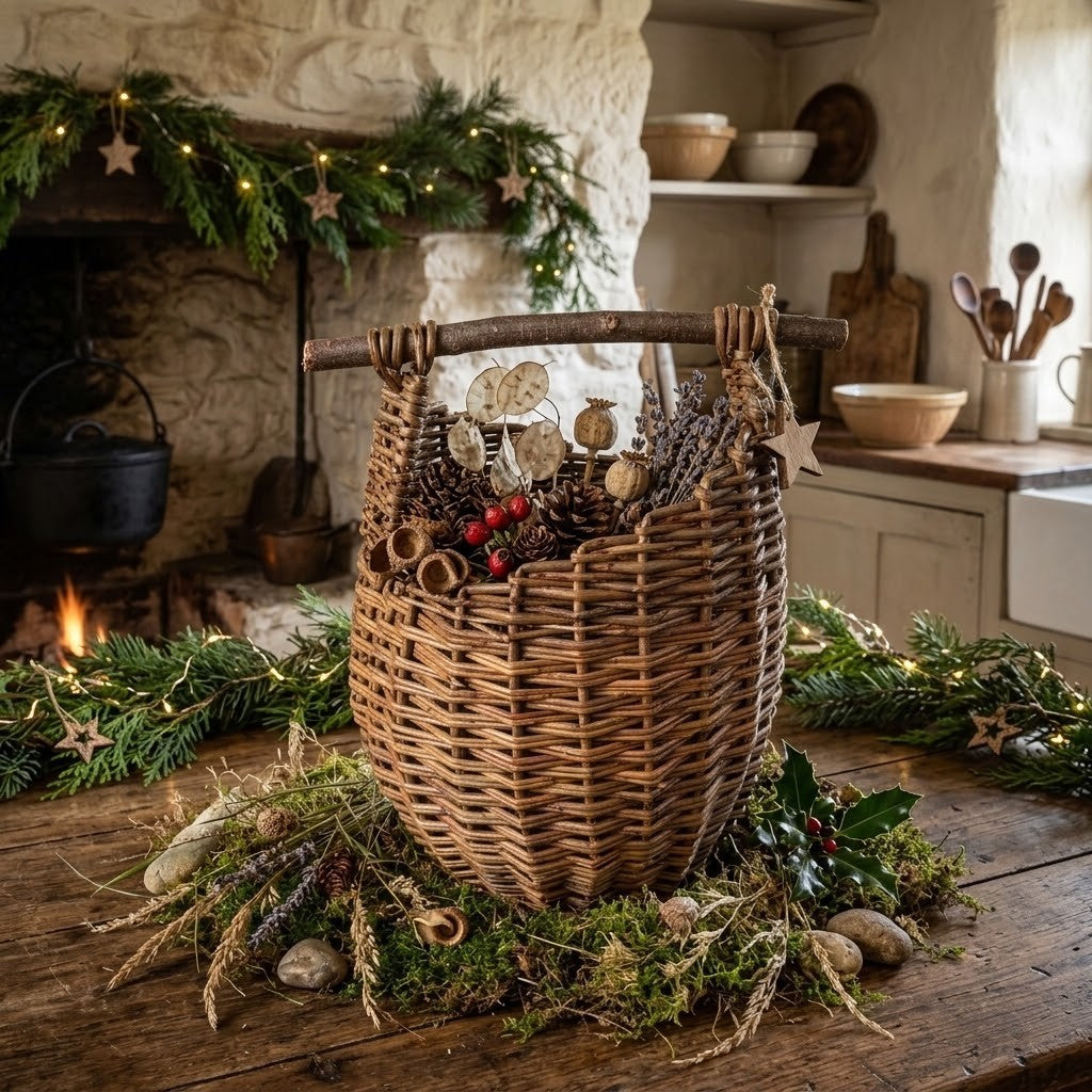 Handmade Willow Foragers Basket – Rustic Christmas Gift