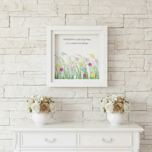 Charming Friendship Button Art Frame - Celebrate Connection with Style