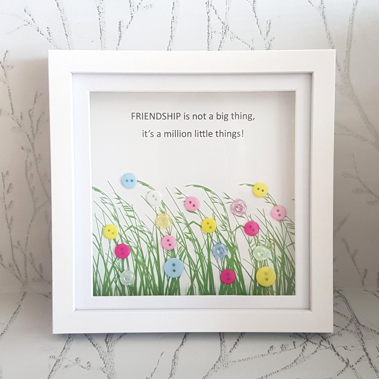 Charming Friendship Button Art Frame - Celebrate Connection with Style