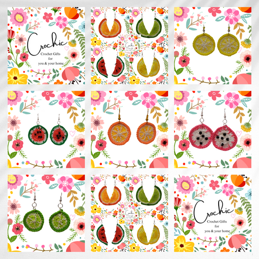 crochet fruit slice earrings