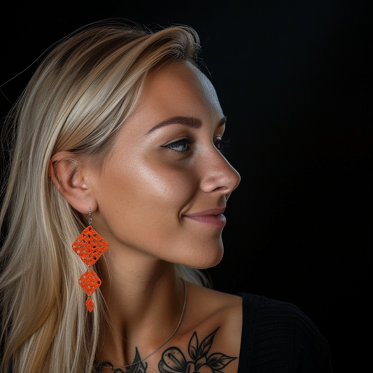 orange granny square earrings