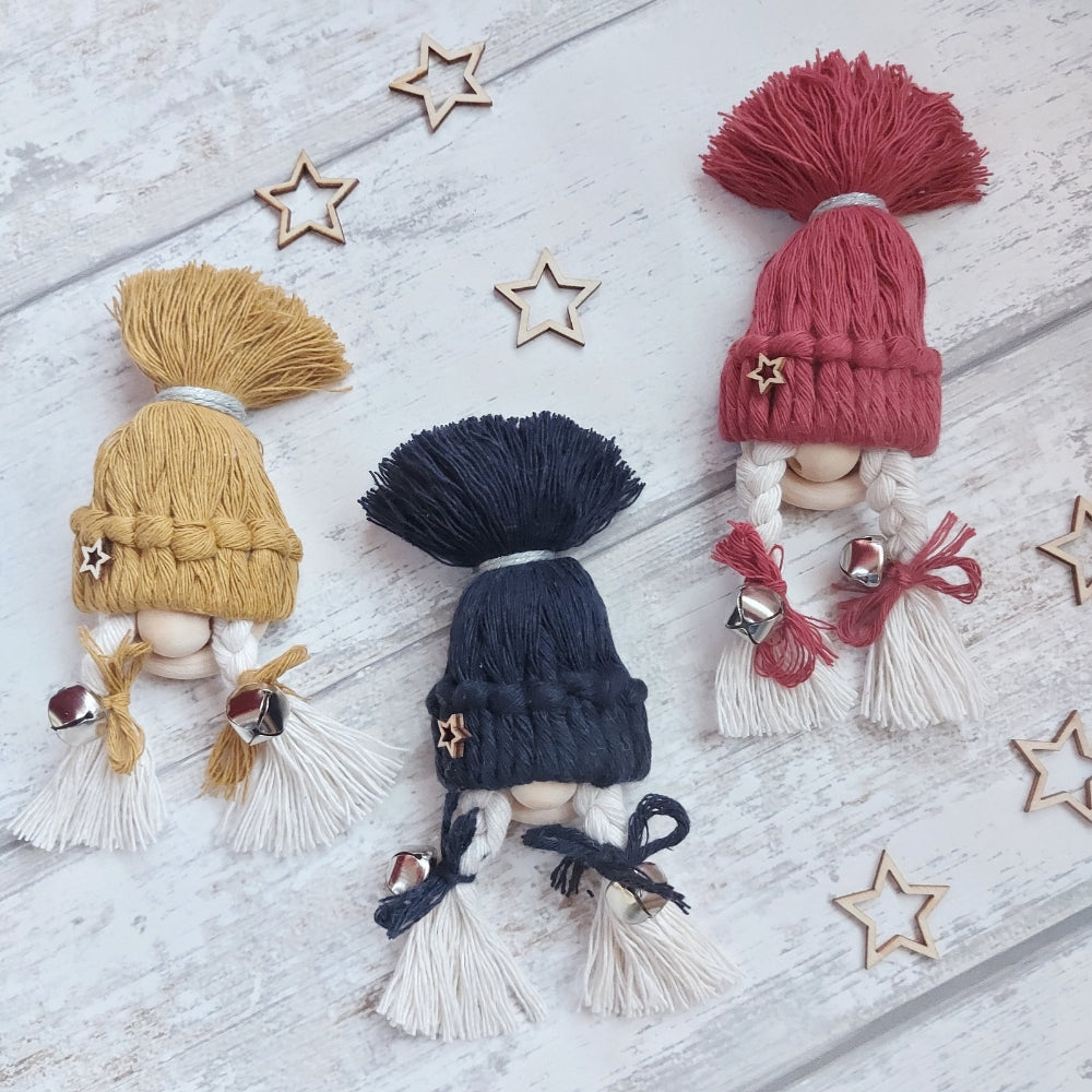 Macrame Gonk Christmas Decorations – Handmade Nordic Ornaments
