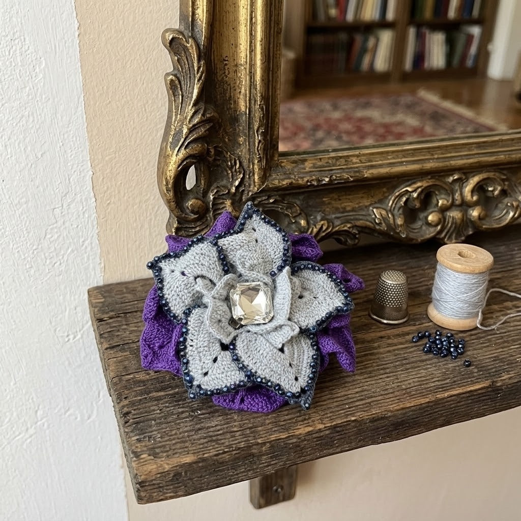 Handmade Purple Flower Brooch – Elegant Floral Pin