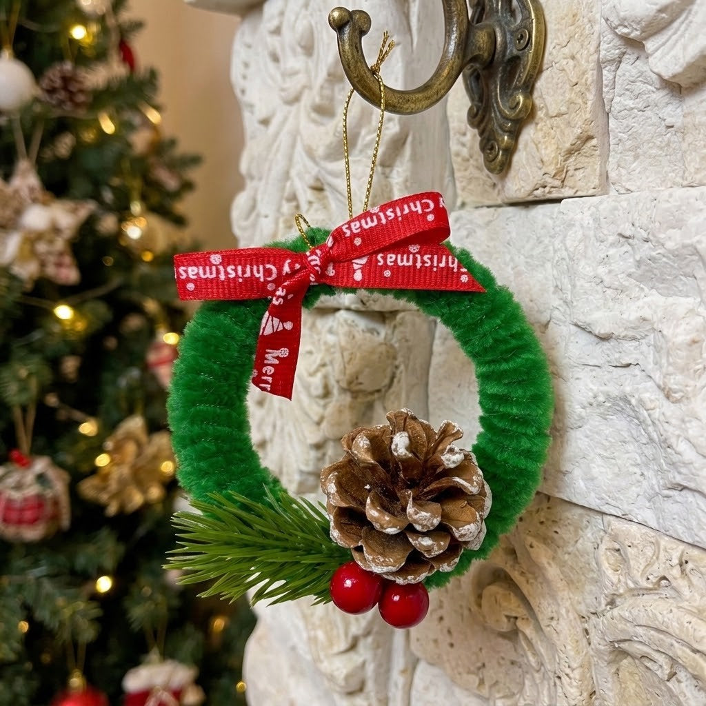 Mini Christmas Wreaths – Handmade Pipe Cleaner Ornaments