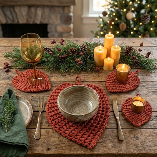 Festive Leaf Nature-Inspired Coasters & Placemats - Charming Christmas Table