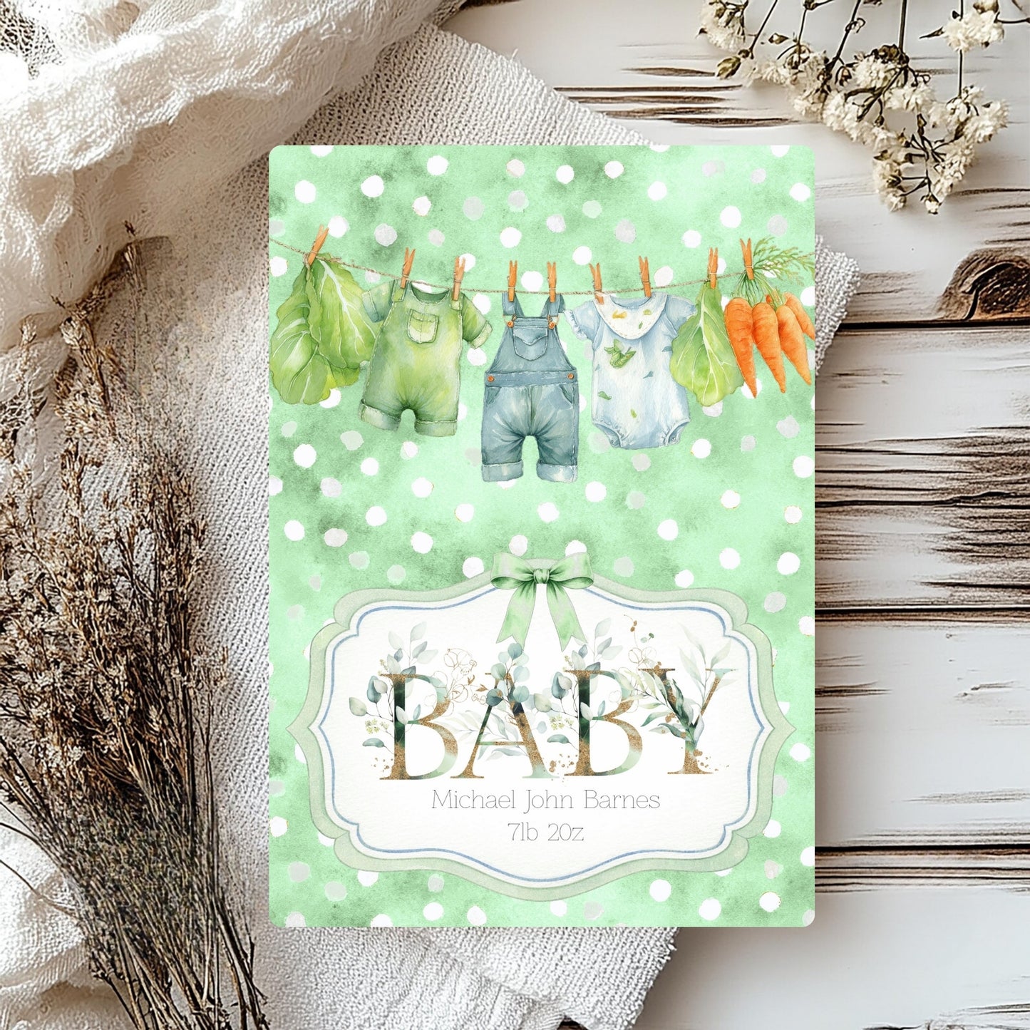 Homegrown Personalised Newborn Baby Card - Sweet Celebrations
