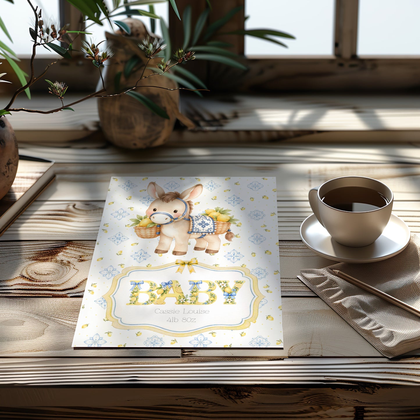 Unique Donkey Personalised Newborn Baby Card - Cards to Treasure