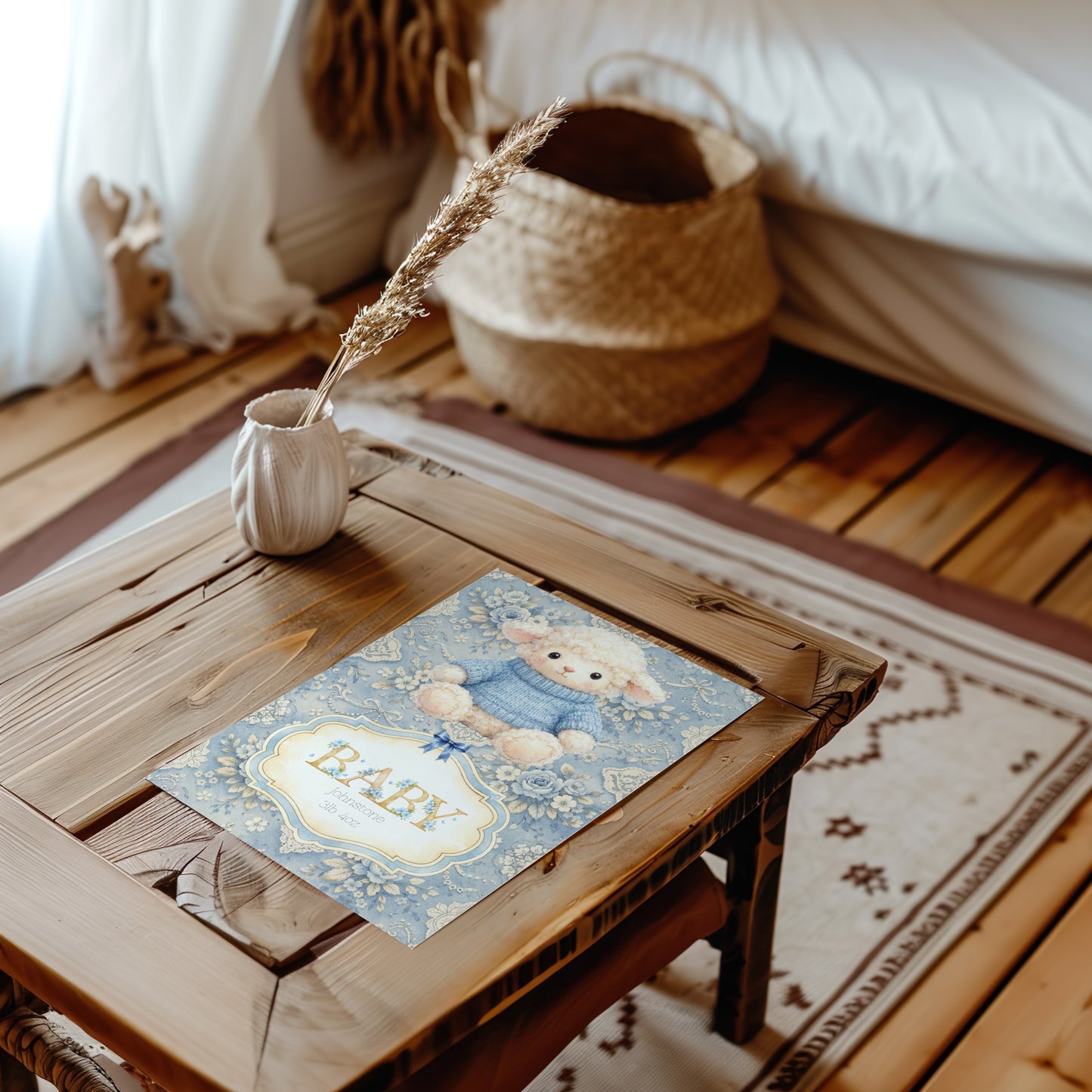 Personalised Lamb Card - Newborn Baby Boy