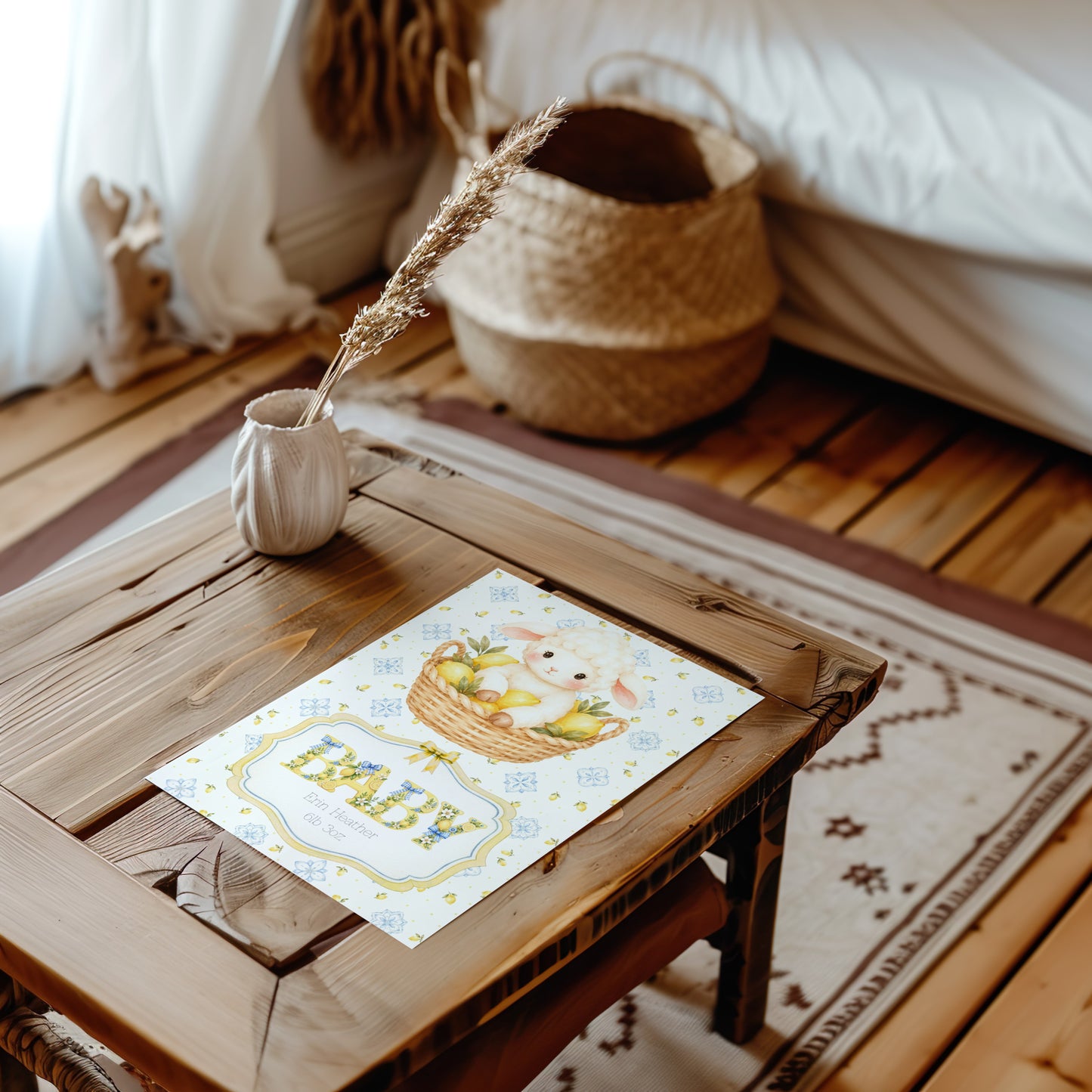 Unisex Little Lamb Baby Card - A Sweet Welcome for The New Arrival