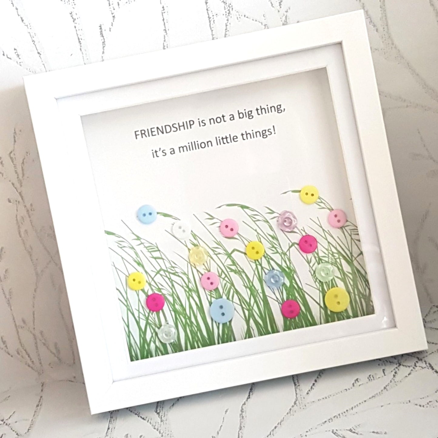 Charming Friendship Button Art Frame - Celebrate Connection with Style