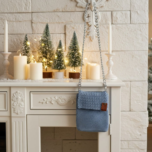 Pale Blue Crochet Phone Bag – Perfect Christmas Gift for Her