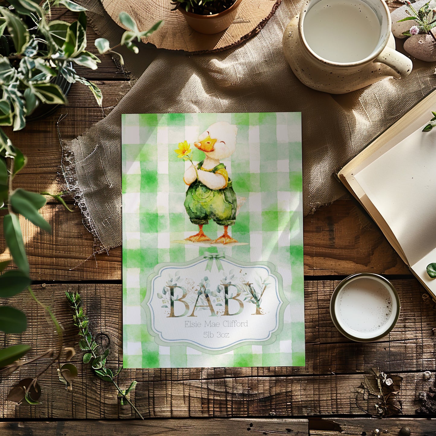 Personalised Duck Newborn Baby Card – A Charming Welcome