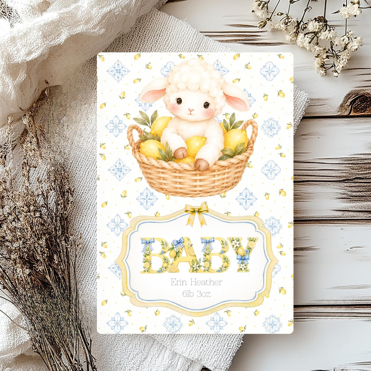 Unisex Little Lamb Baby Card - A Sweet Welcome for The New Arrival