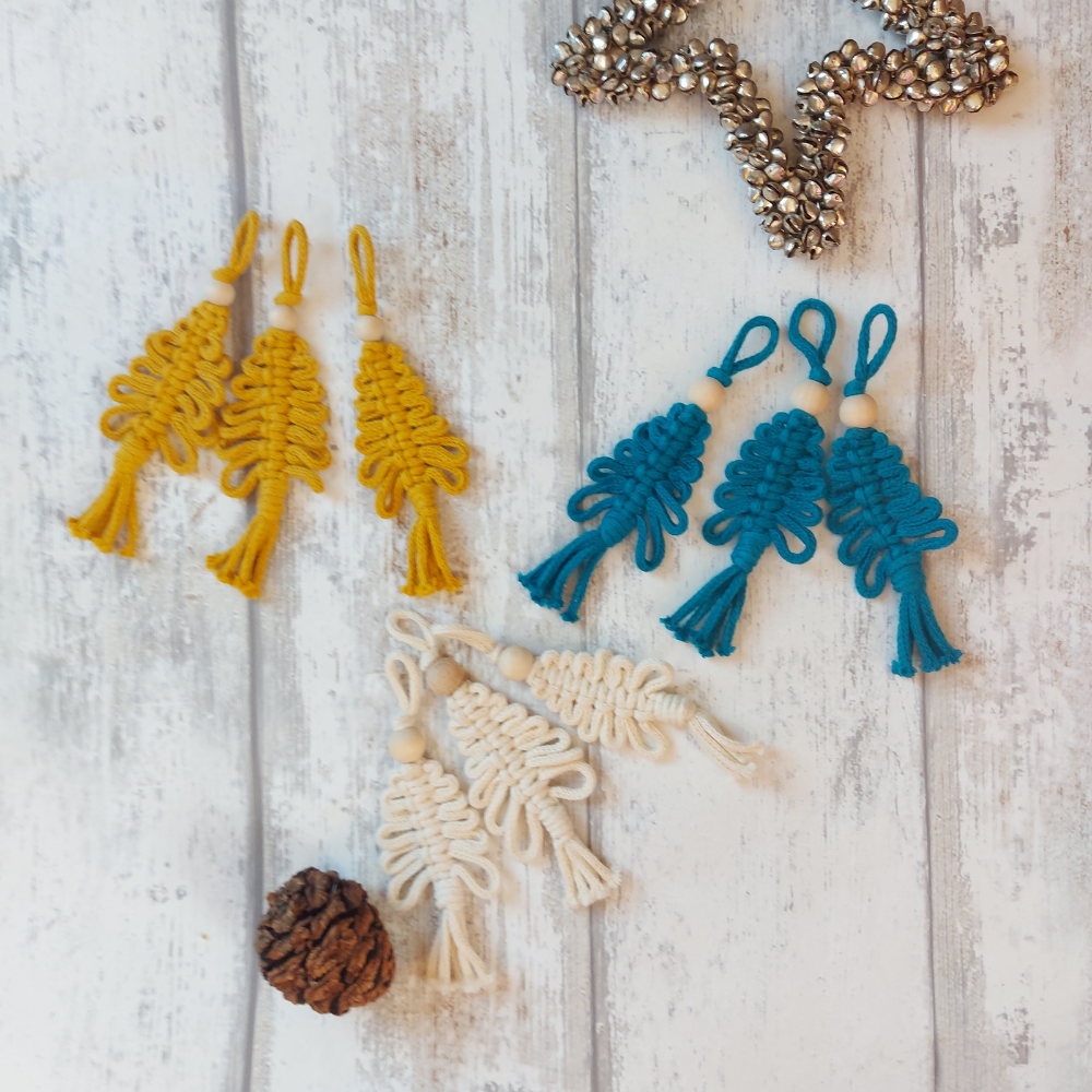 Macrame Christmas Tree Decorations – Handmade Festive Ornaments Set