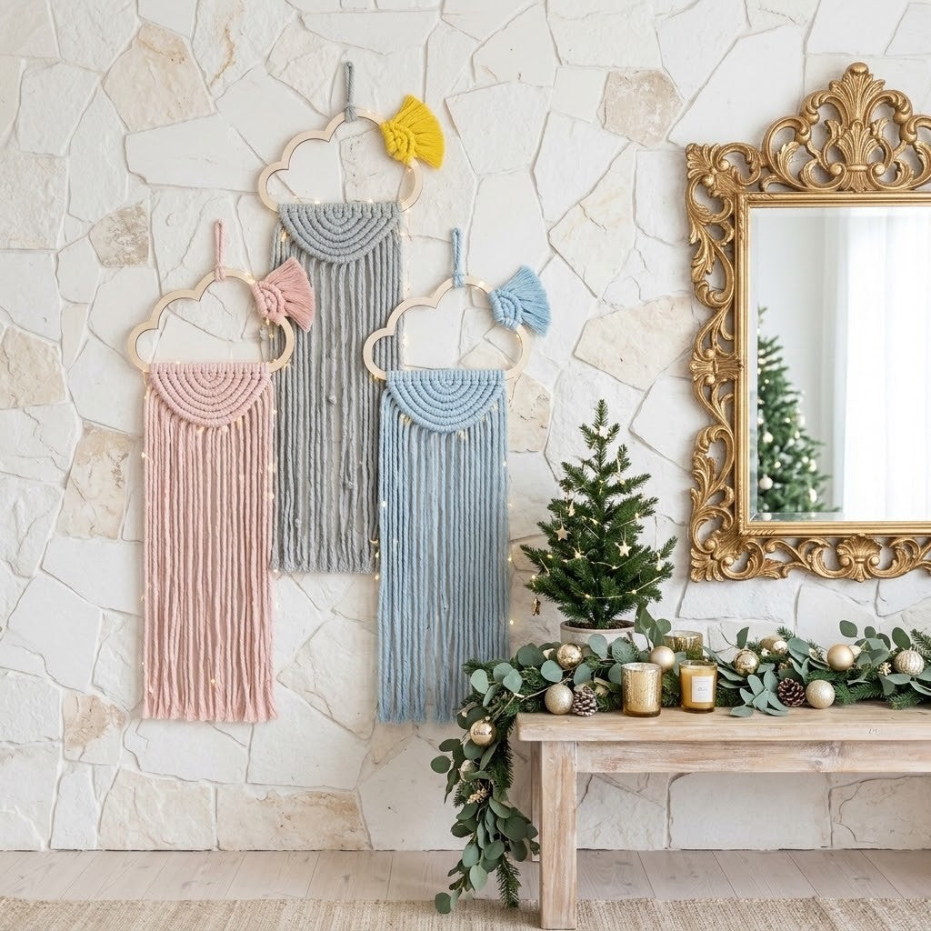 Handmade Macrame Cloud Wall Hanging – Christmas Gift