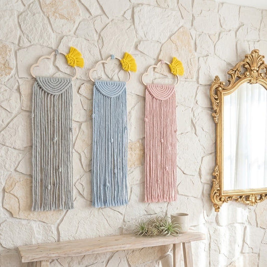 Handmade Macrame Cloud Wall Hanging – Whimsical Decor