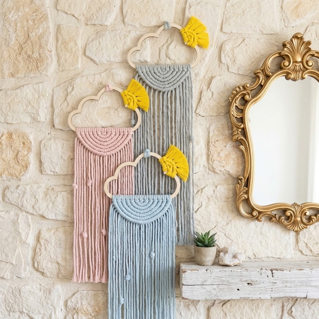 Handmade Macrame Cloud Wall Hanging – Christmas Gift