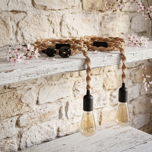 Handmade Macrame Hanging Light – Boho Pendant Lamp