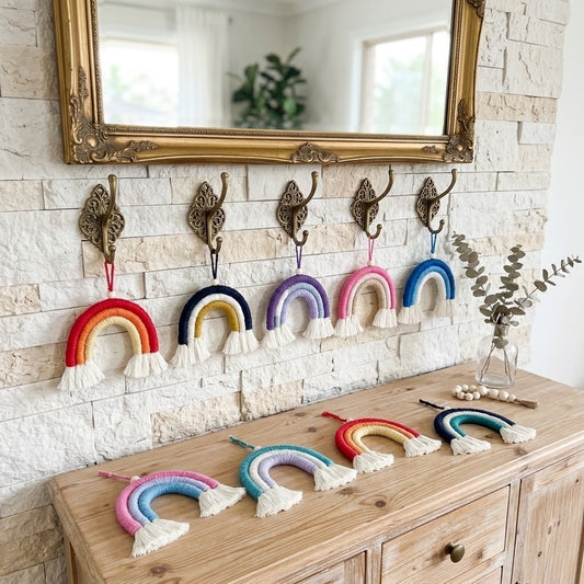 Macrame Rainbow Wall Hanging – Colourful Boho Decor