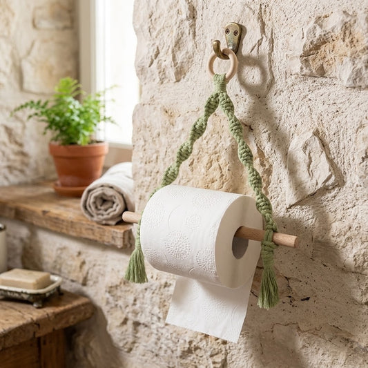 Handmade Macrame Toilet Roll Holder – Boho Bathroom