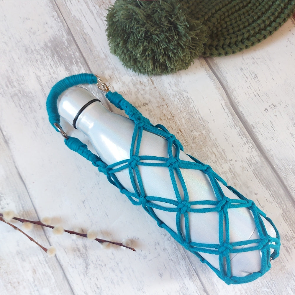 Handmade Macrame Water Bottle Holder – Boho Carry Sling