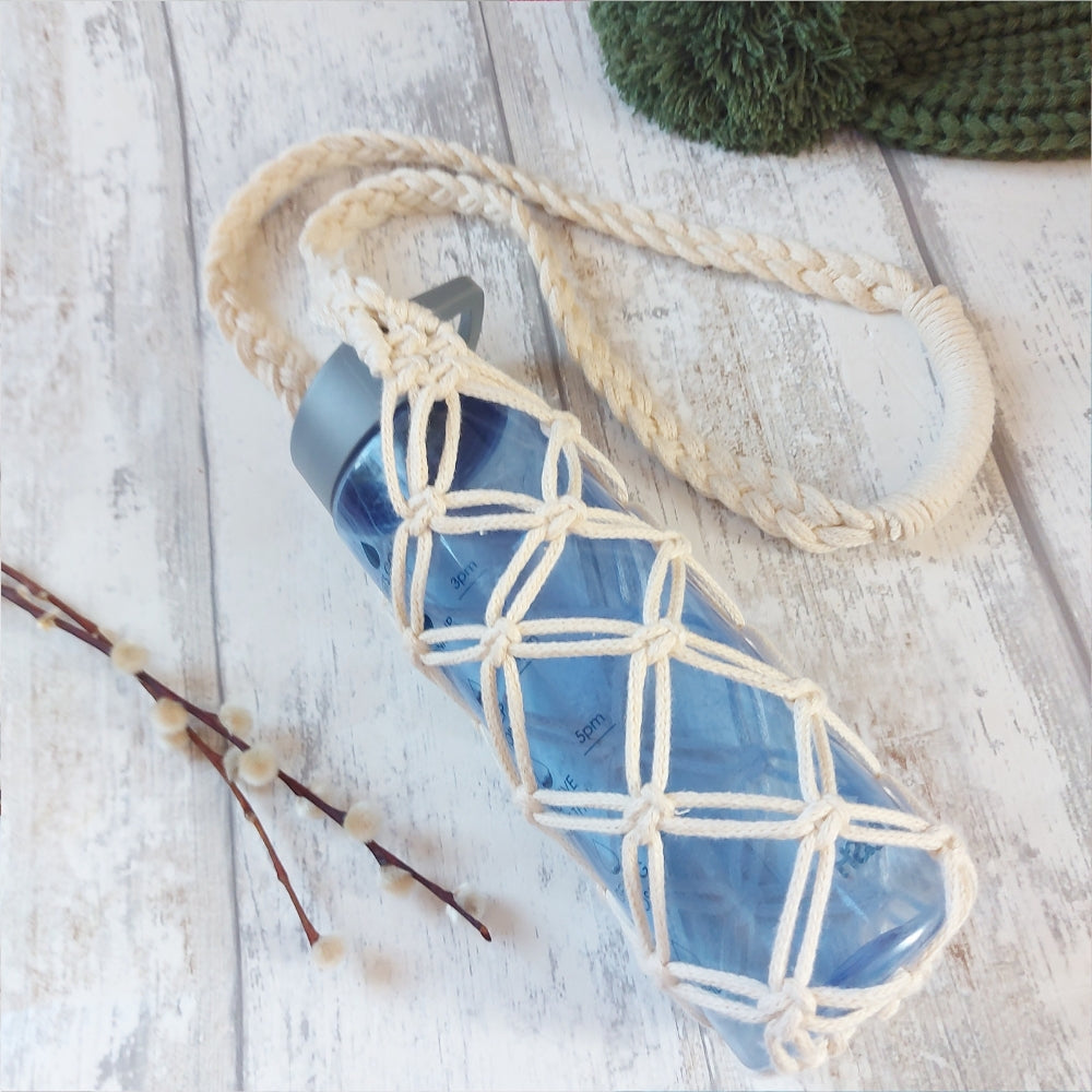 Handmade Macrame Water Bottle Holder – Boho Carry Sling