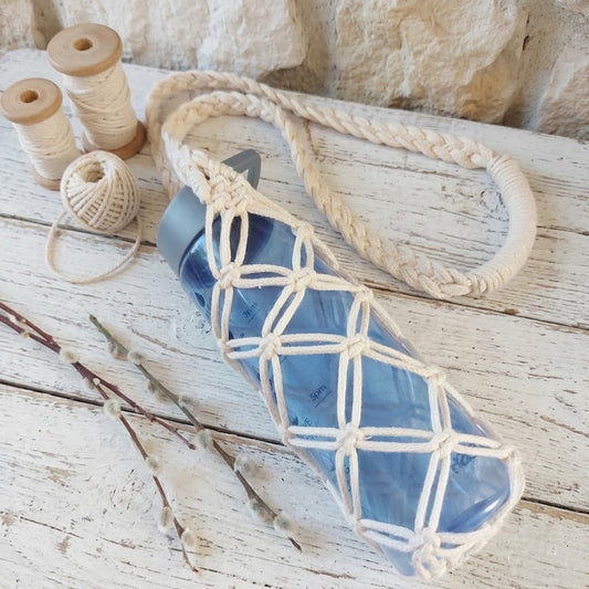 Handmade Macrame Water Bottle Holder – Boho Carry Sling