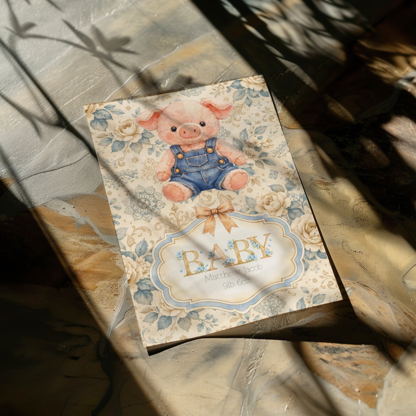Personalised Piglet Card - New Baby Boy