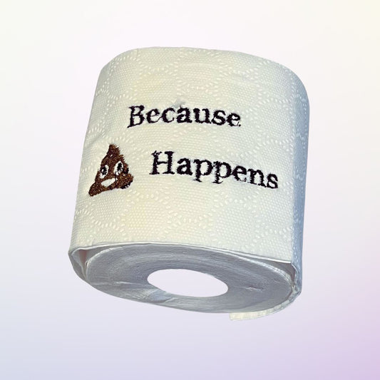 Individual toilet roll with funny slogan