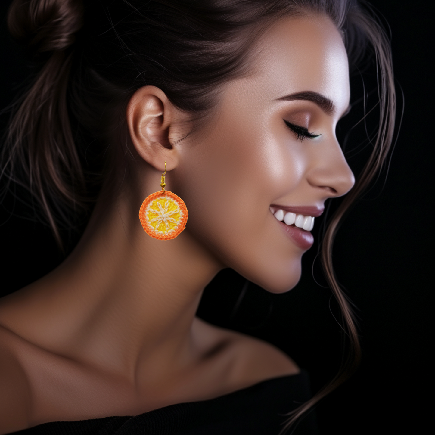 orange fruit slice earrings