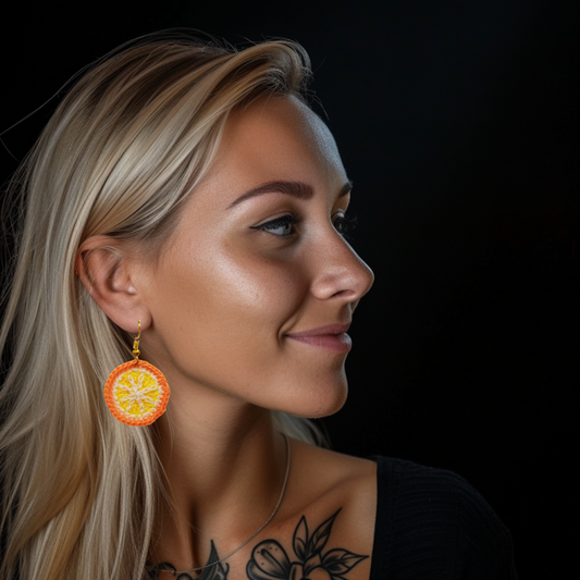 orange fruit slice earrings