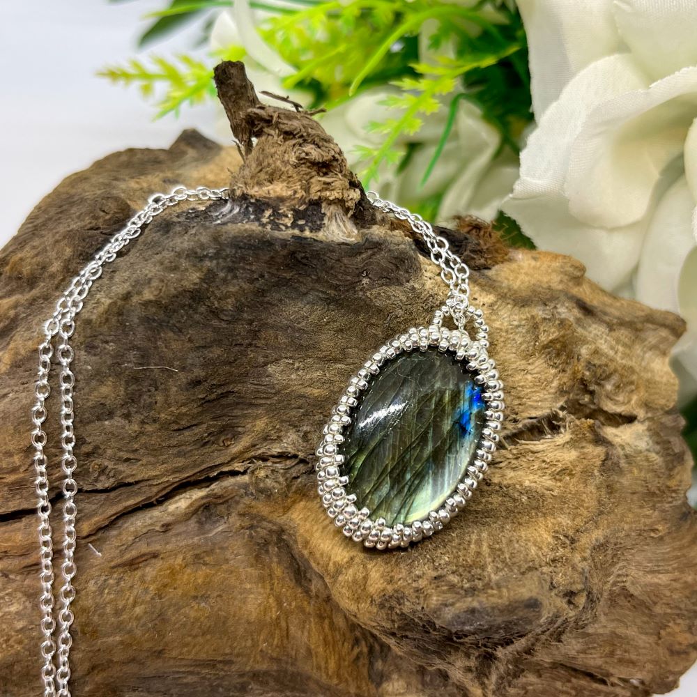 Large Labradorite and Freshwater Pearl Necklace