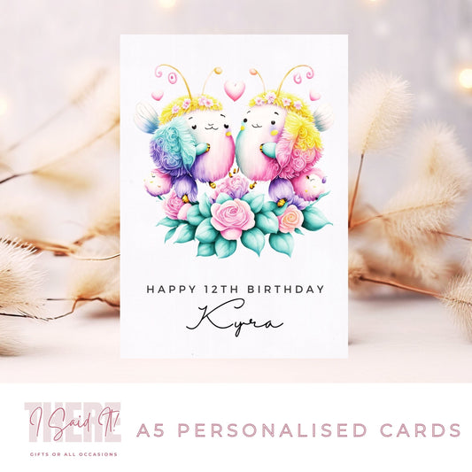 personalised bee birthday card