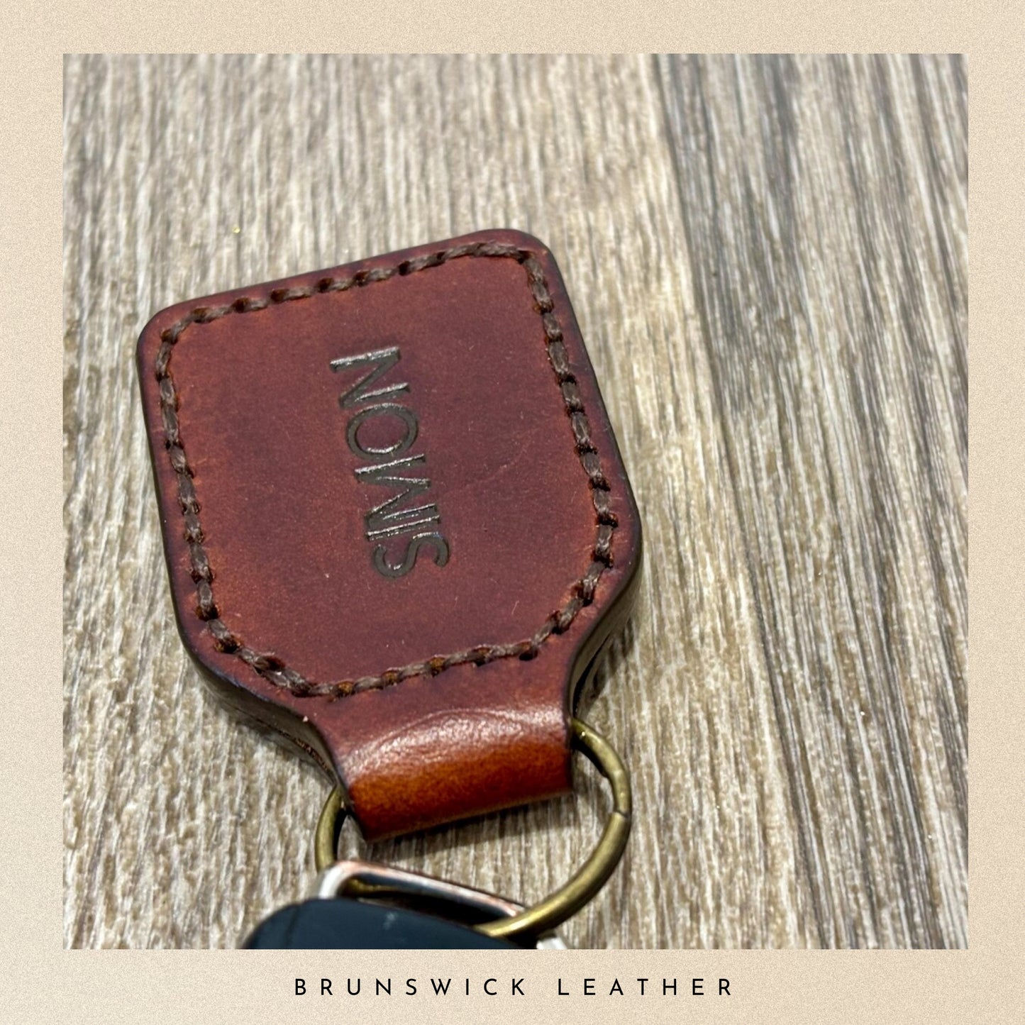 Personalised Brown Leather Key Fob