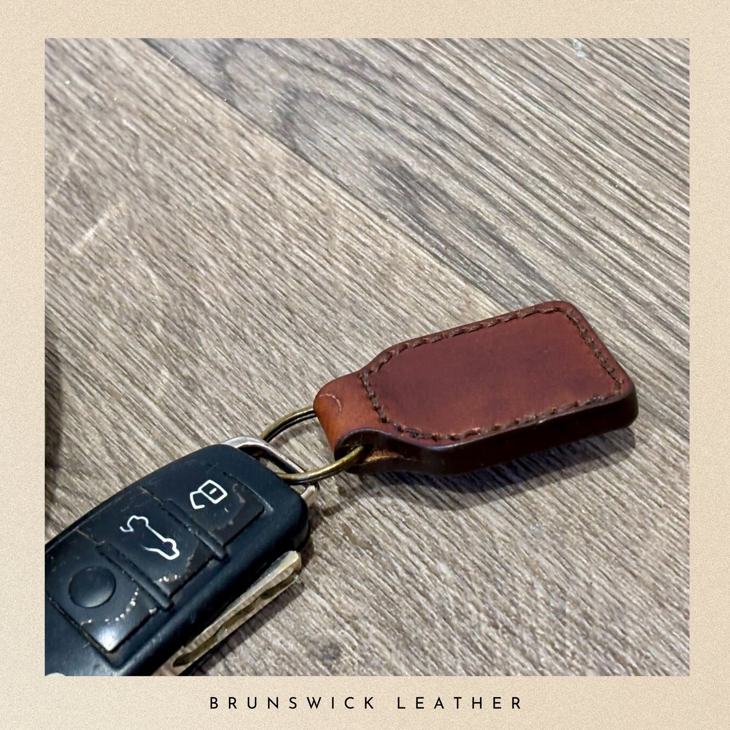 Personalised Brown Leather Key Fob
