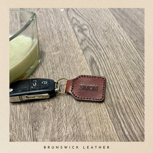 Personalised Brown Leather Key Fob