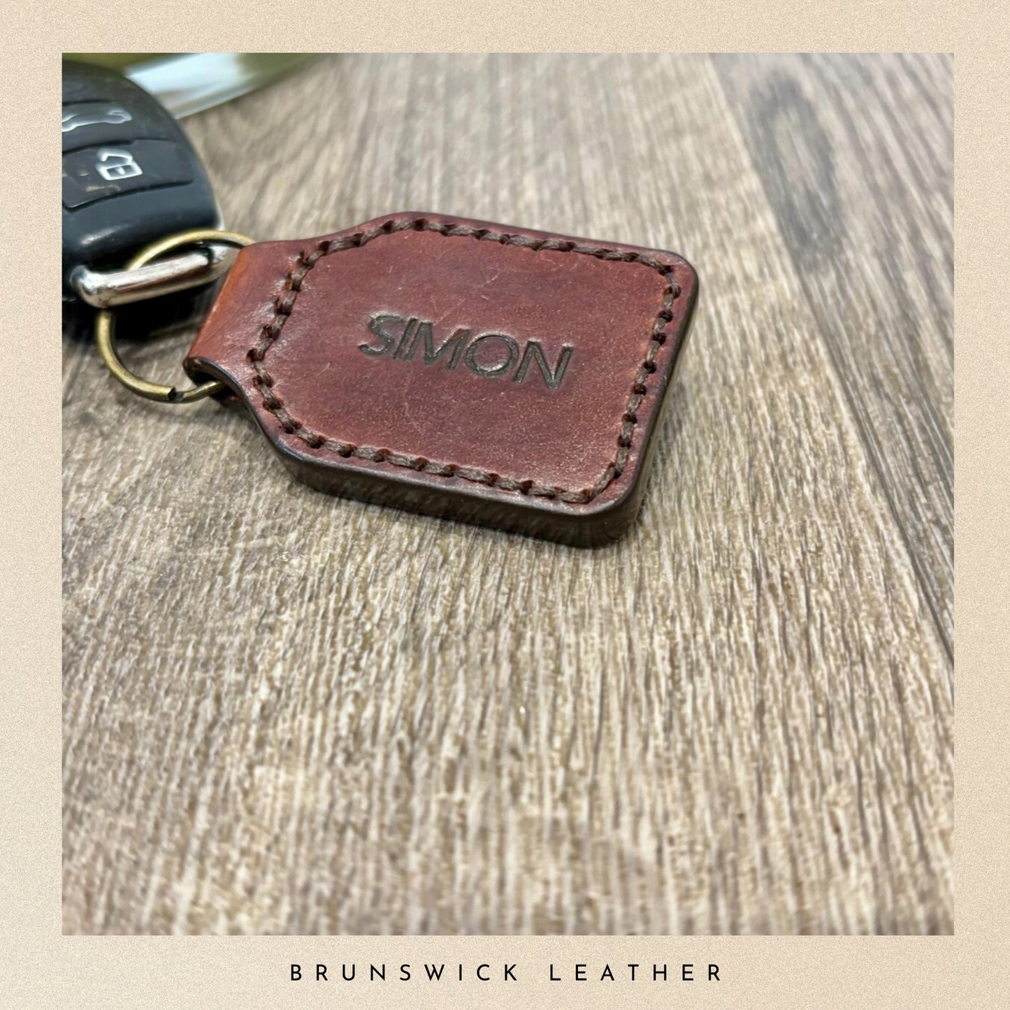 Personalised Brown Leather Key Fob