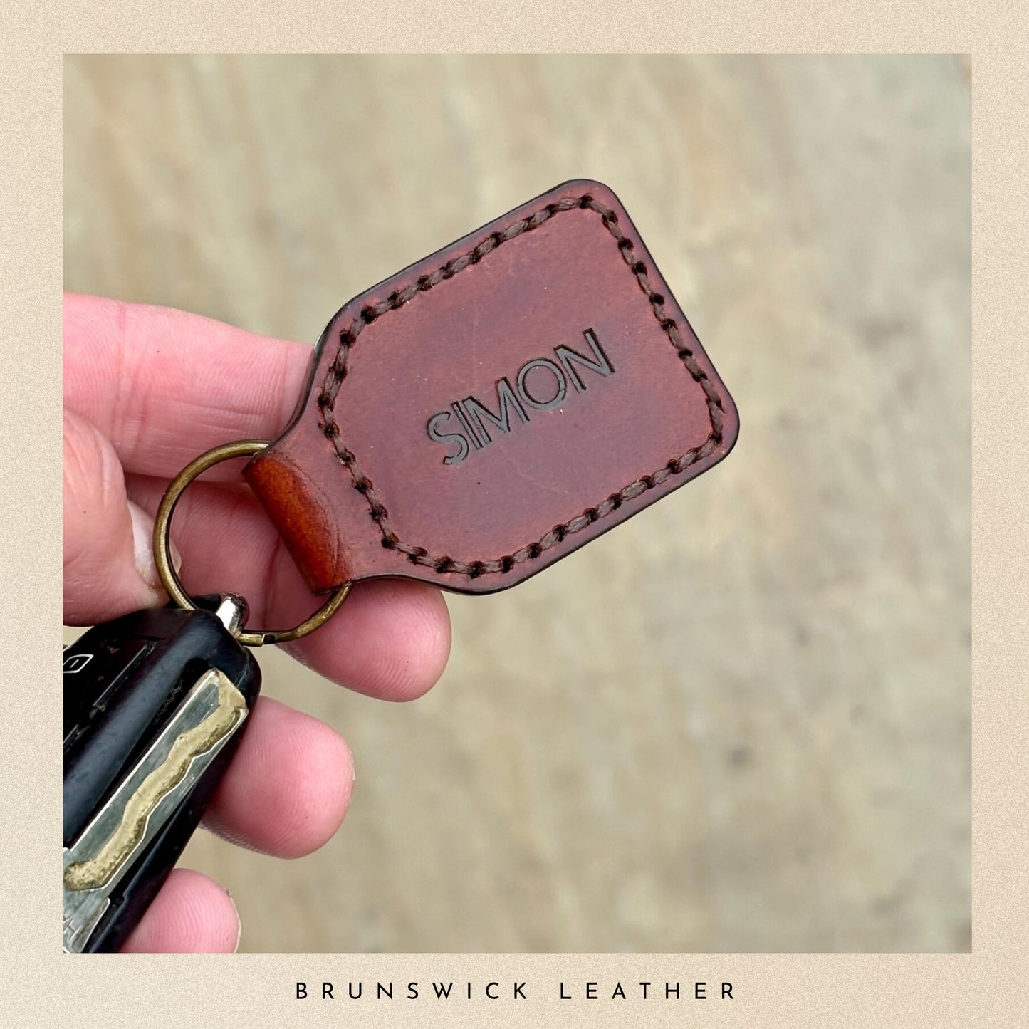 Personalised Brown Leather Key Fob