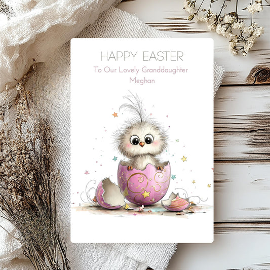Personalised Easter Card – Cute Chick Illustration