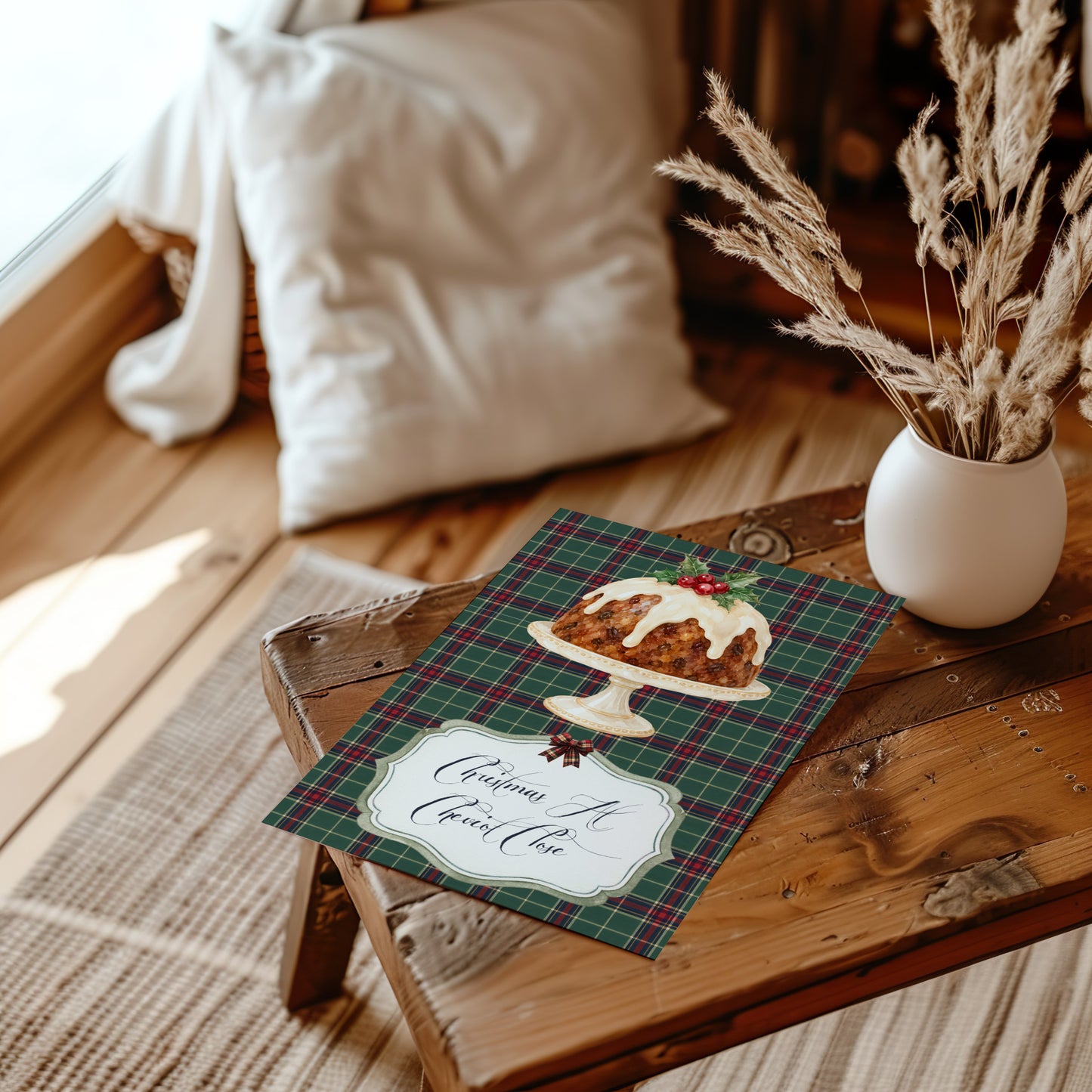 Personalised Christmas Pudding Card – Festive Greeting with Name