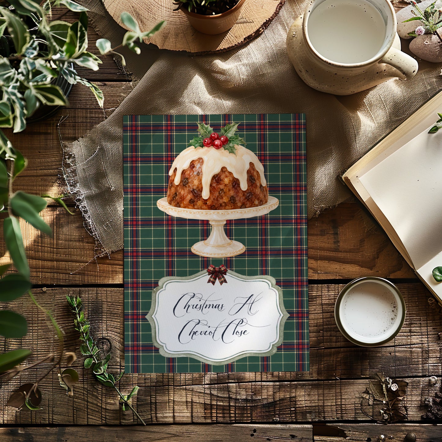 Personalised Christmas Pudding Card – Festive Greeting with Name
