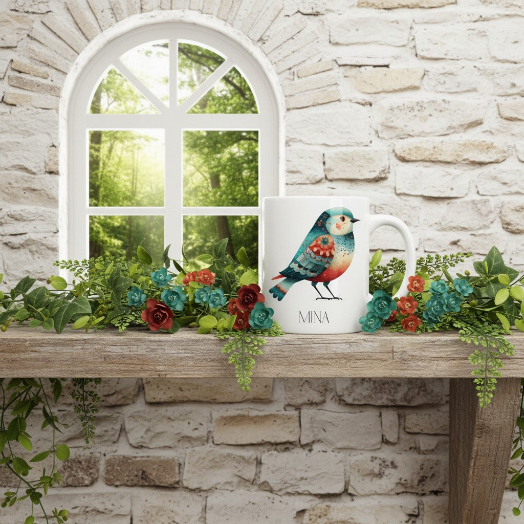 Custom Bird Lover Mug – Personalised Name Gift for Bird Fans