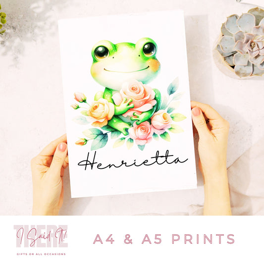 personalised frog wall print